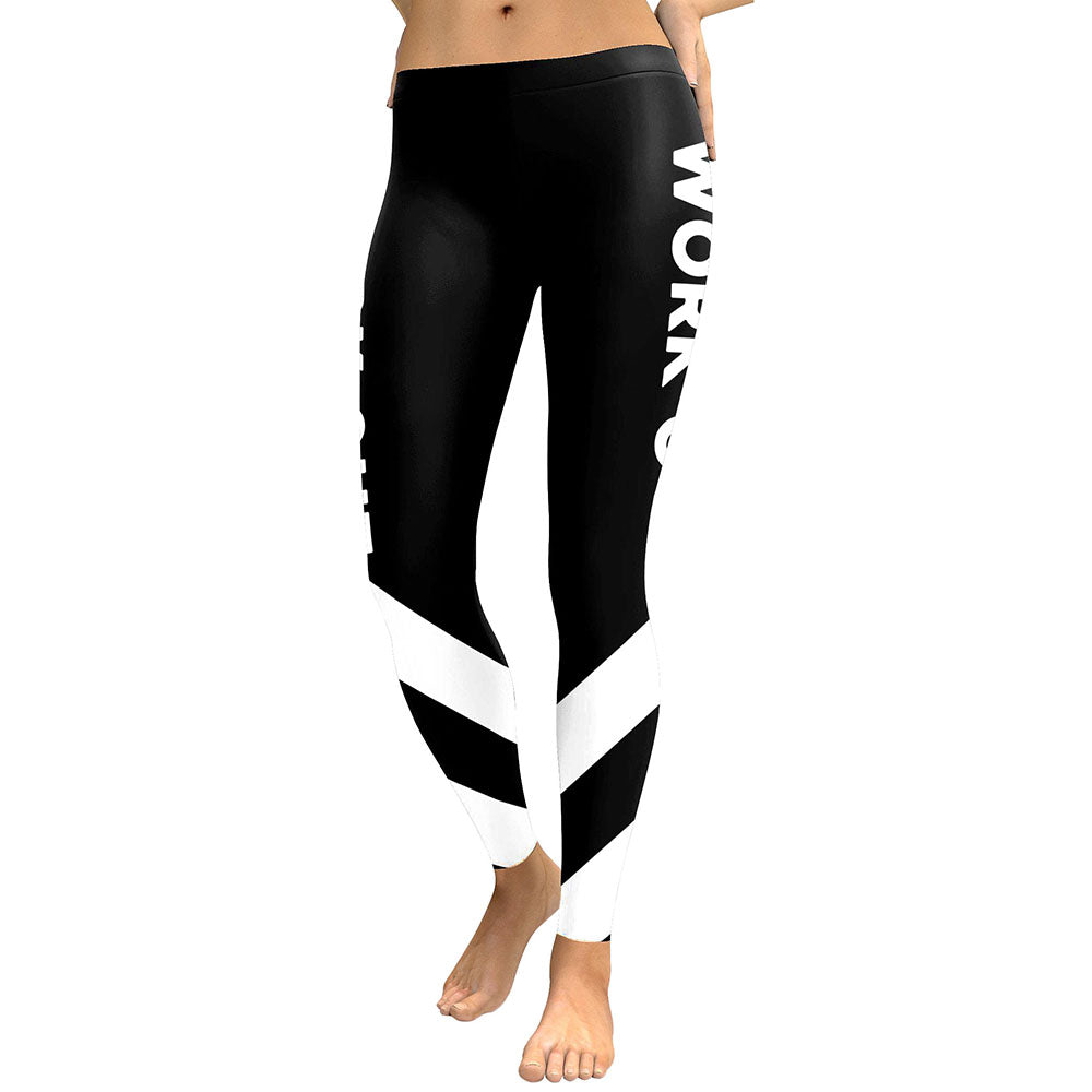 Women Leggings Workout Digital Print Fitness High Waist Leggin Black White Patchwork Legging Pant