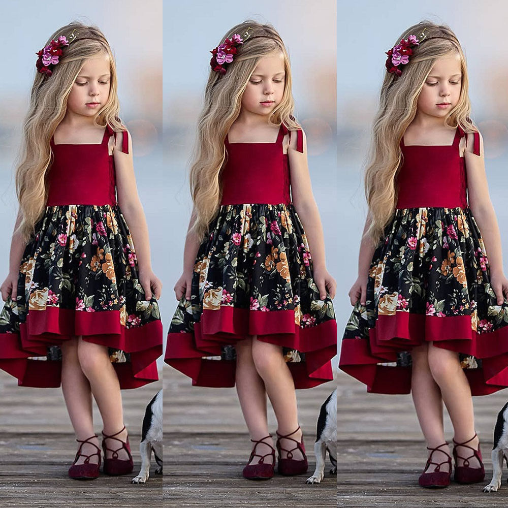 Sweet Toddler Baby Girls Sleeveless Dress Party Princess Floral Sundress Outfit