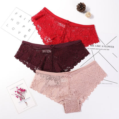 3 Pcs Panties for Woman Underwear Sexy Lace Breathable Soft Lingerie Female Briefs Panty Sexy Transparent Women's Underpants