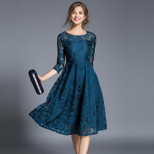 Spring Fashion  Luxury Elegant Slim Ladies Party Dress Women Casual Lace Dresses