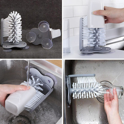 Creative Suction Wall lazy Cup Brush Suction Cup Glass Bottle Cleaning Brush Kitchen Rotate Wash Office Home Cup Brush