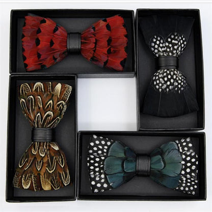 Tie feathers PU bow ties butterfly