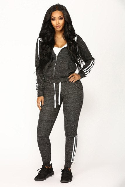 Ladies Tracksuit Crop Hoodies Sweatshirt Pants Sets Leisure Wear Casual Suit