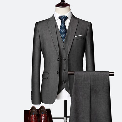 Slim Fit Tuxedo Men Formal Business Work Wear Suits 3Pcs Set (Jacket+Pants+Vest)