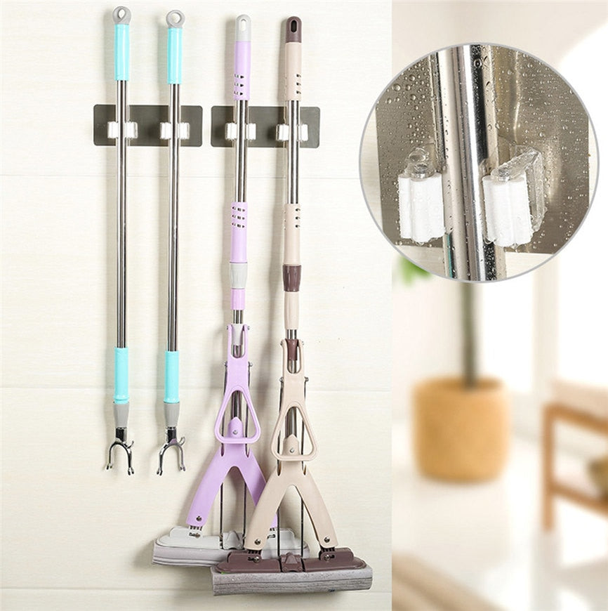 Wall Mounted Mop Organizer Holder Brush Broom Hanger Storage Rack Kitchen Tool Wall Housekeeper Random Colorful 17.8*7cm