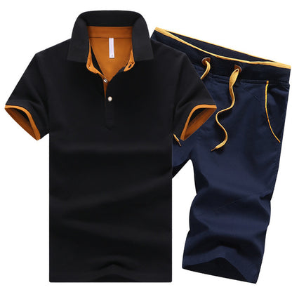 Cotton Mens Sets Summer Button Polo Shirts Sets Turn Down Mens Shorts 4XL Men Clothes 2 Piece Set Elastic Waist Shorts