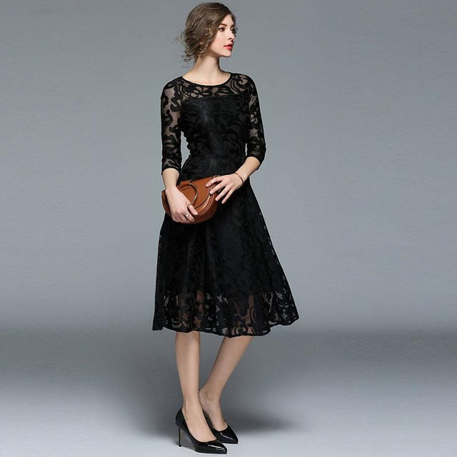 Spring Fashion  Luxury Elegant Slim Ladies Party Dress Women Casual Lace Dresses