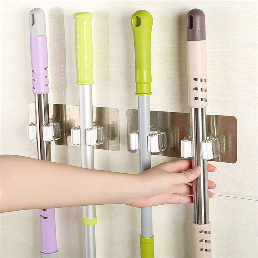 Wall Mounted Mop Organizer Holder Brush Broom Hanger Storage Rack Kitchen Tool Wall Housekeeper Random Colorful 17.8*7cm