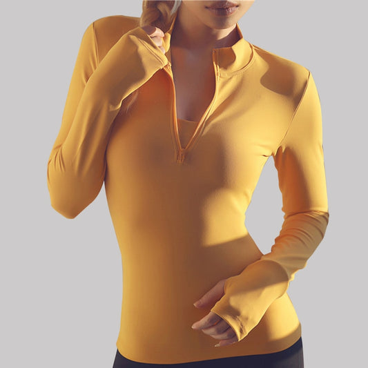 Women Yoga Top Sport Zipper Long Sleeve Yoga Shirt