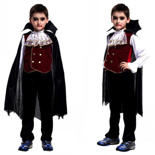 Children's Boys / Girls Halloween Cosplay Costume Long Sleeve Top + Pants + Cloak Vampire Performance Costume 3pcs/set