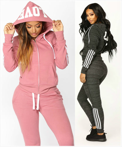 Ladies Tracksuit Crop Hoodies Sweatshirt Pants Sets Leisure Wear Casual Suit