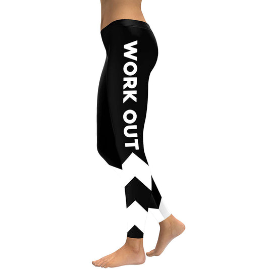 Women Leggings Workout Digital Print Fitness High Waist Leggin Black White Patchwork Legging Pant