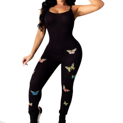 Butterfly Pattern Yoga  Hip-Lifting Jumpsuit