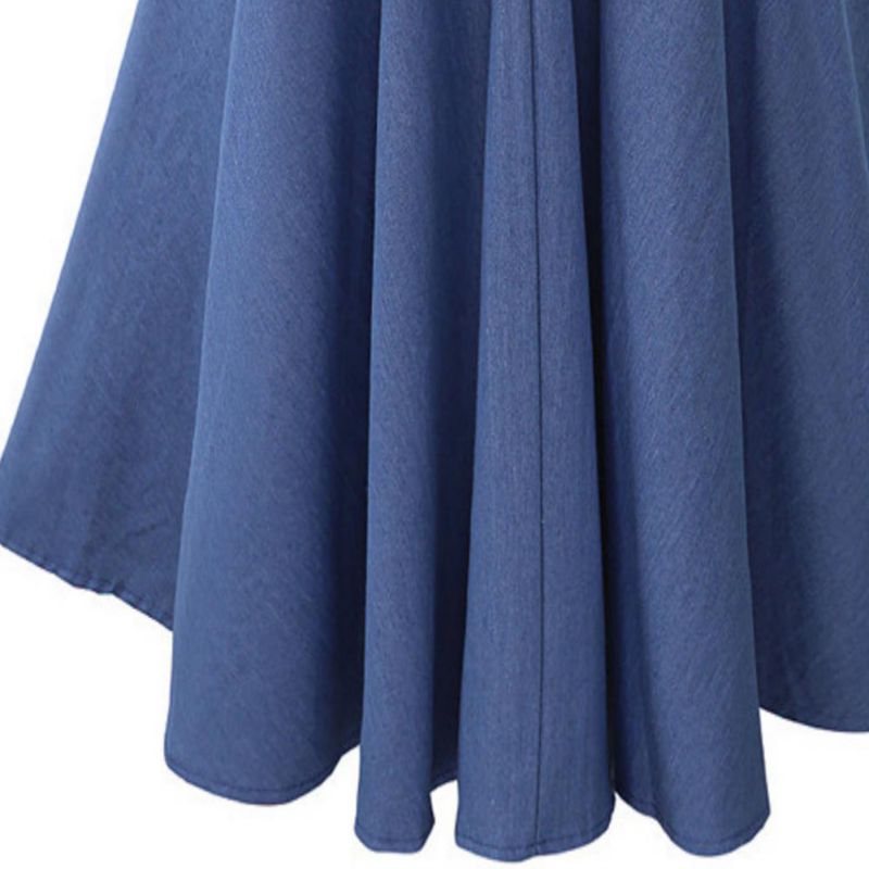 Women Denim Jeans Skirts A line Casual Skirt High Elastic Waist Streetwear Midi Pleated Female Clothing