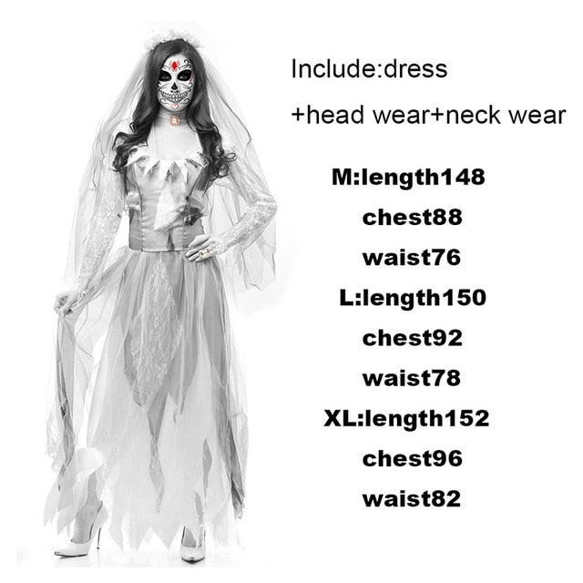 Scary Halloween Costumes for Adult Men Zombie Nurse Nun Bloody Ghost Bride Middle Ages Women Fancy Dress Cosplay Costumes