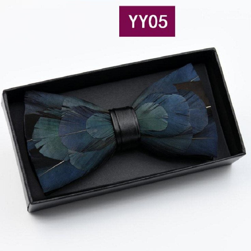 Tie feathers PU bow ties butterfly