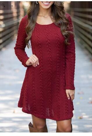 Women Causal Plus Size S-5XL Short Sweater Dress