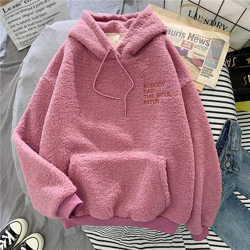 Women Fleece Pullover Loose Pocket Hoodies