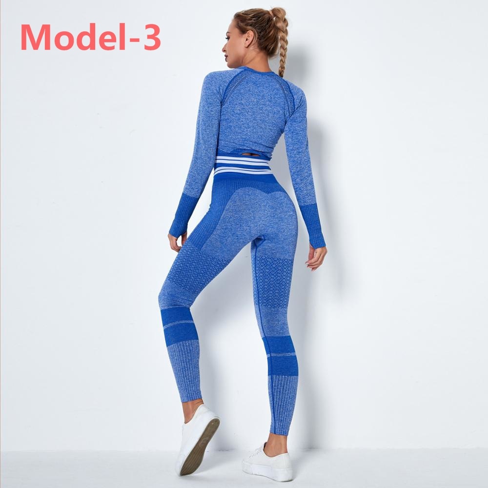 Women Seamless Gym Sets High Waist Gym Mesh Leggings Shirts Suit Long Sleeve Fitness Workout Sports Running Thin Sport Sets