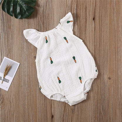 0-24M Newborn Baby Girls Bodysuit Summer Infant Sleeveless Girls Print One-piece Jumpsuit Baby Cotton Linen Soft Clothes Outfits