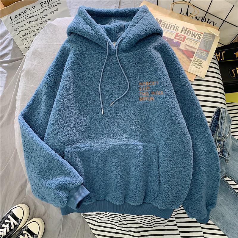 Women Fleece Pullover Loose Pocket Hoodies