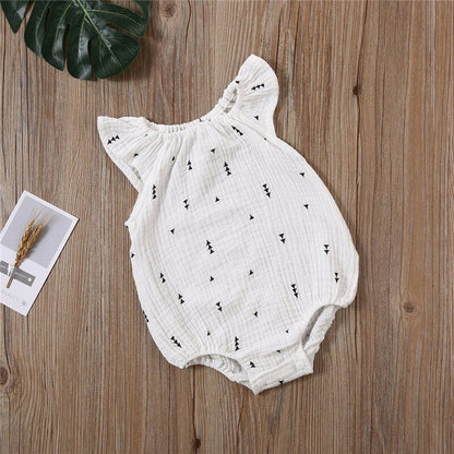 0-24M Newborn Baby Girls Bodysuit Summer Infant Sleeveless Girls Print One-piece Jumpsuit Baby Cotton Linen Soft Clothes Outfits