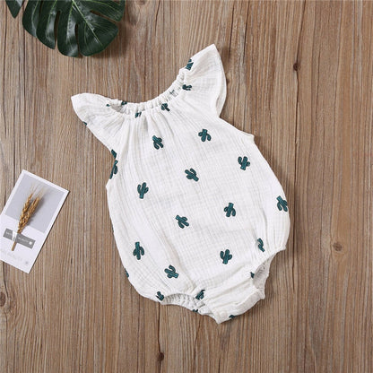 0-24M Newborn Baby Girls Bodysuit Summer Infant Sleeveless Girls Print One-piece Jumpsuit Baby Cotton Linen Soft Clothes Outfits