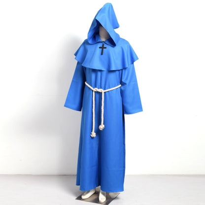 Unisex Vintage Renaissance Monk Cosplay Cowl Friar Priest Halloween Hooded Robe Dress